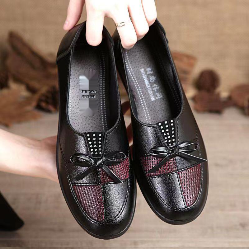 

Женские туфли-балетки из мягкой кожи для весны и осени - Нескользящая подошва, мягкая подошва, идеально подходят для женщин среднего и пожилого возраста. 40