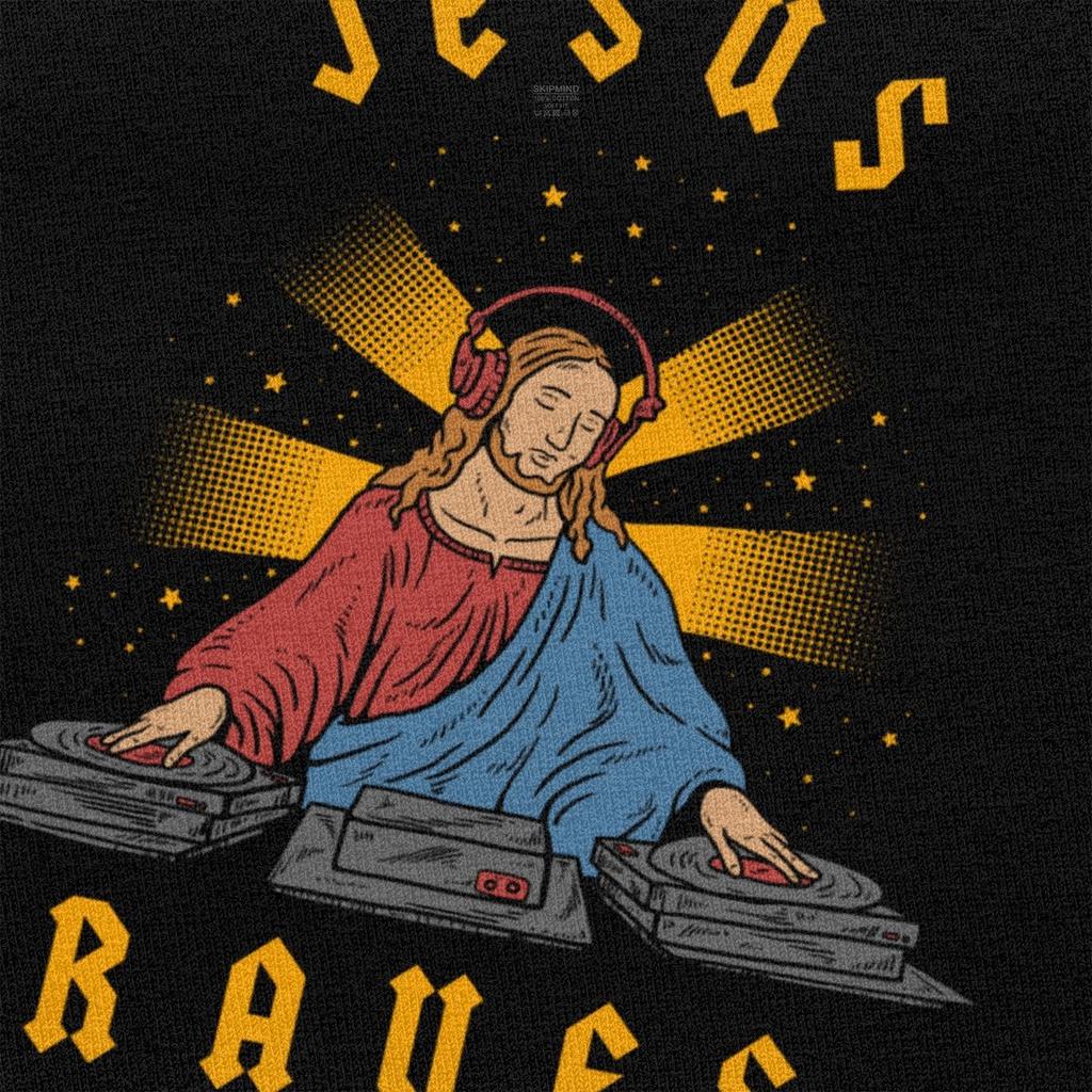 Cool Jesus Raves DJ T Shirt Man Cotton Fashion Designer Tee Tops Short Sleeve Harajuku Tshirt Streetwear T-shirt Clothing Gift
