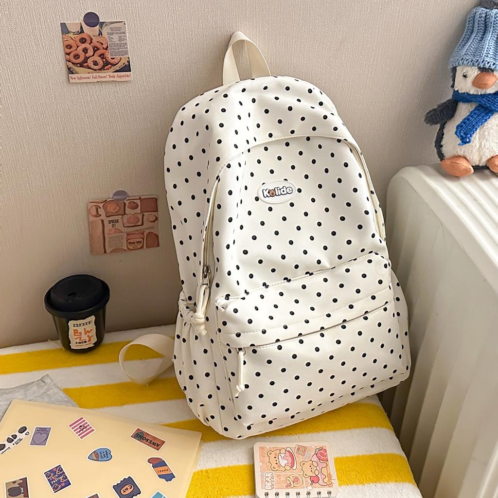 Schoolbag backpack Korean simple polka dots sweet wind early high school students commute light burden student backpack