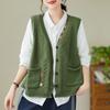 Spring/Summer New Retro Sleeveless Knitted Vest for Women with V-neck Hollow Knitted Cardigan Tank Top