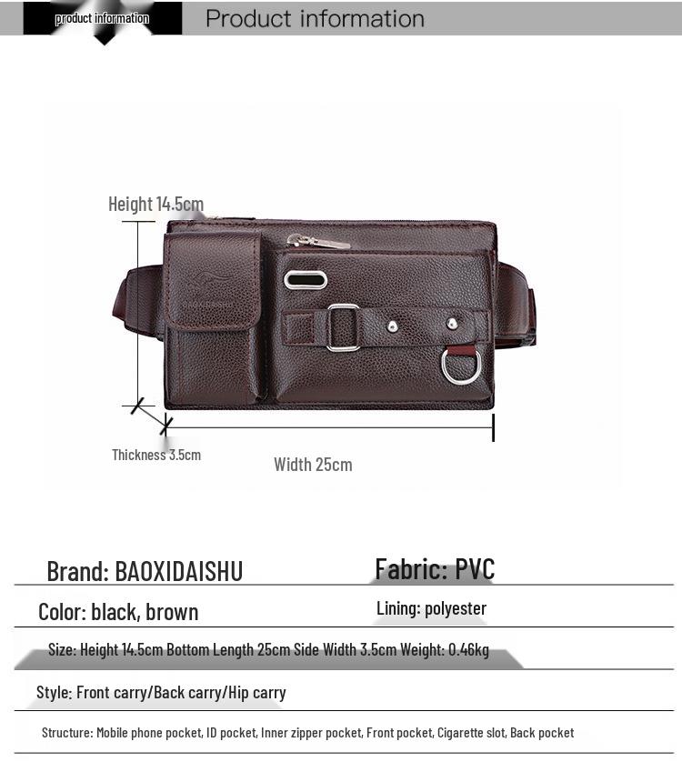 Męska wielofunkcyjna sportowa torba na pas i crossbody - Torba na klatkę piersiową z PVC o dużej pojemności do jazdy na rowerze i przechowywania telefonu