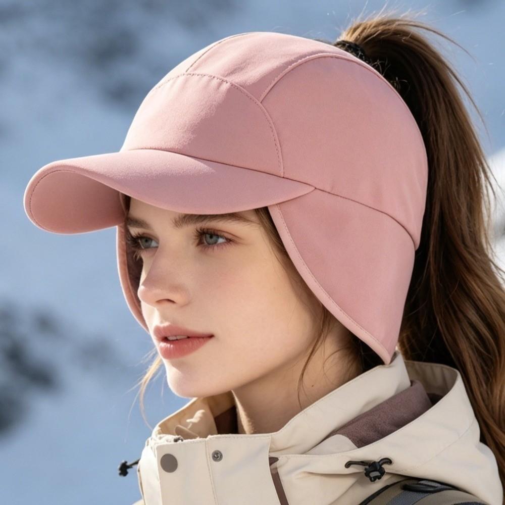 Adjustable Snapback Ear Flap Baseball Cap Thickened Fleece Winter Sports Hat