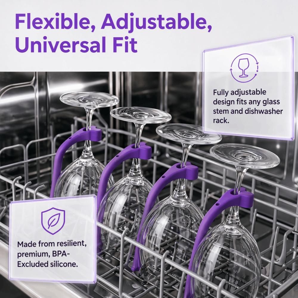 4PCS Heat Resistant Wine Glass Holder Adjustable Purple Silicone Wine Glass  Home Bar
