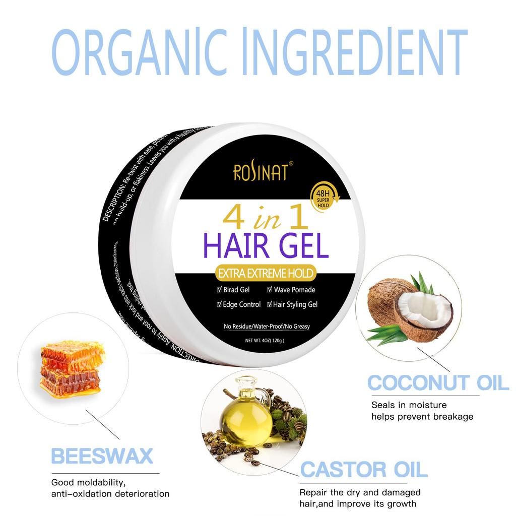 4-i-1 multifunksjonshårgelé uten å etterlate hvit og sterk formende pigtailgel