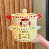 Cute Cartoon Instant Noodle Bowl with Lid, Large-capacity Ceramic Noodle Bowl for Dormitory Students, Binaural Snail Powder Bowl for Personal Use