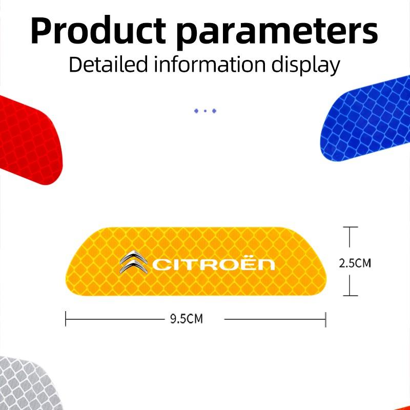 JOFT7 4Pcs Car Door Night Sticker Safety Warning Reflective Mark For Citroen C1 DS3 C2 C3 Vts C4 Saxo C4L C5 C6 C8 Xsara C3-XR Picasso