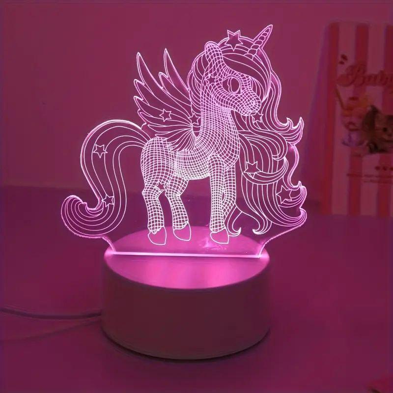 Ночник светильник Единорог пони 3Д лампа акриловый ночник декоративные украшения 18см