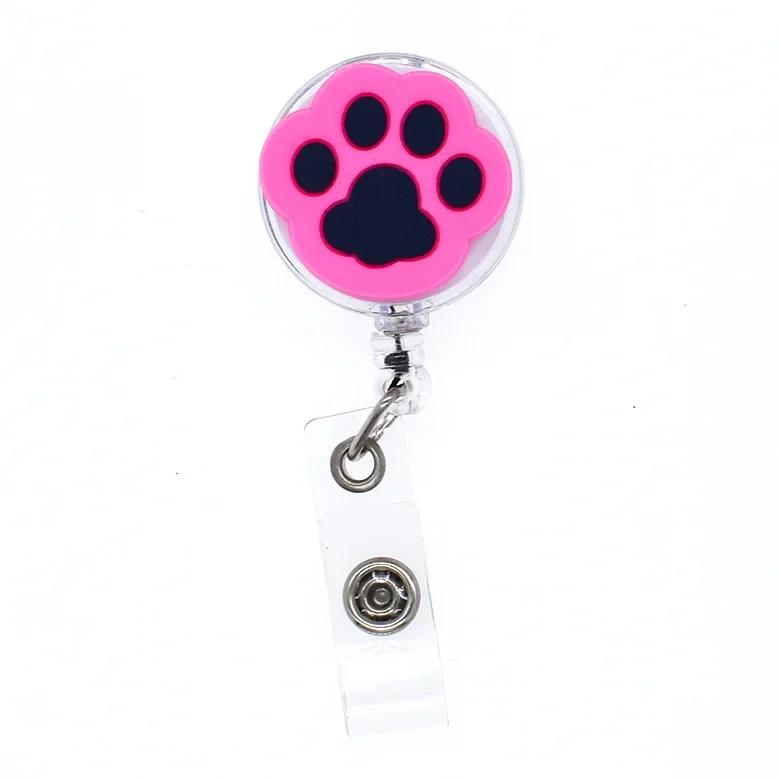 1pc Cat Feet Retractable Badge Holder for Nurses Porta Credencial Name Tag Id Card Holder Lanyards Badge Reel Clip
