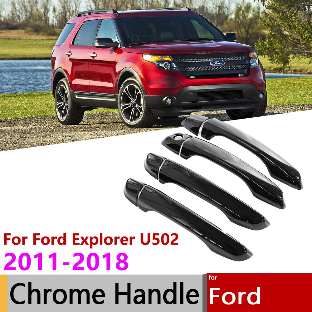 

For Ford Explorer Classic U502 2011~2018 Smart Door Handle Cover Gloss Black Car Exterior Decorate Auto Accessories