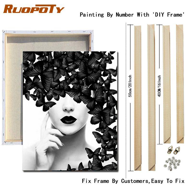 RUOPOTY Modern Women Painting By Numbers Kits For Adults Hand Painted Figure Picture Canvas Painting For Home Decoration 40x50cm