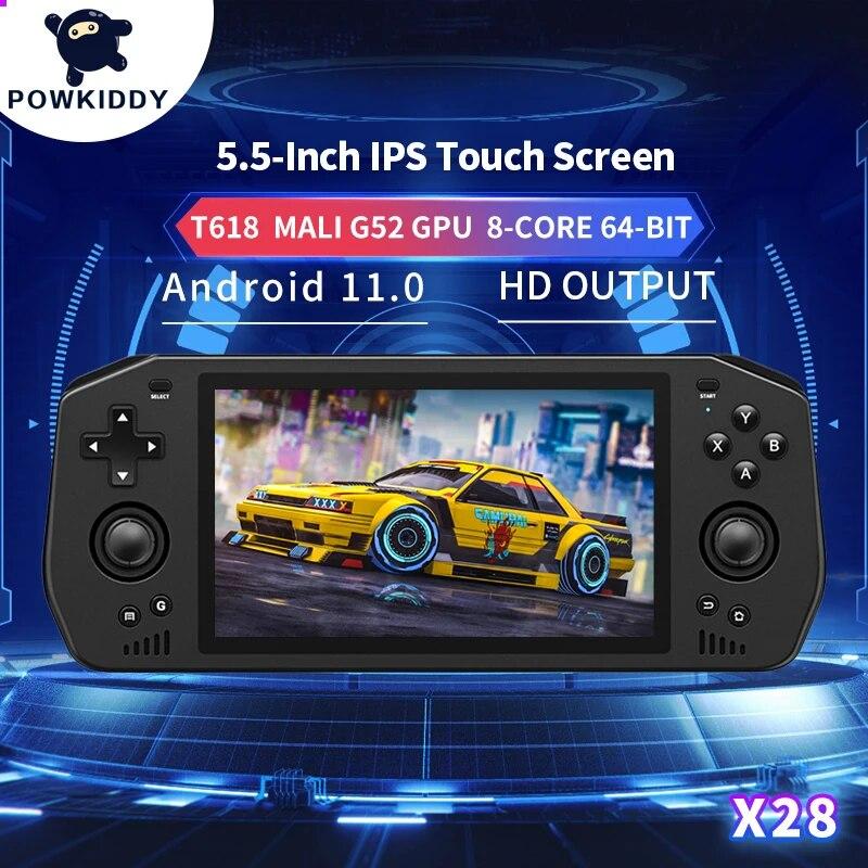 

Powkiddy X28 Android 11 Unisoc Tiger T618 5,5-дюймовый сенсорный IPS-экран Портативная игровая консоль в стиле ретро Google Store