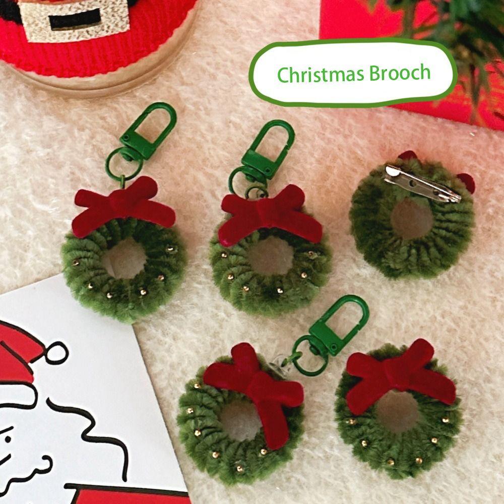 

Bow Christmas Pendant Red Christmas Brooch Lovely Mini Wreath Keychain Car Key Pendant Pendant