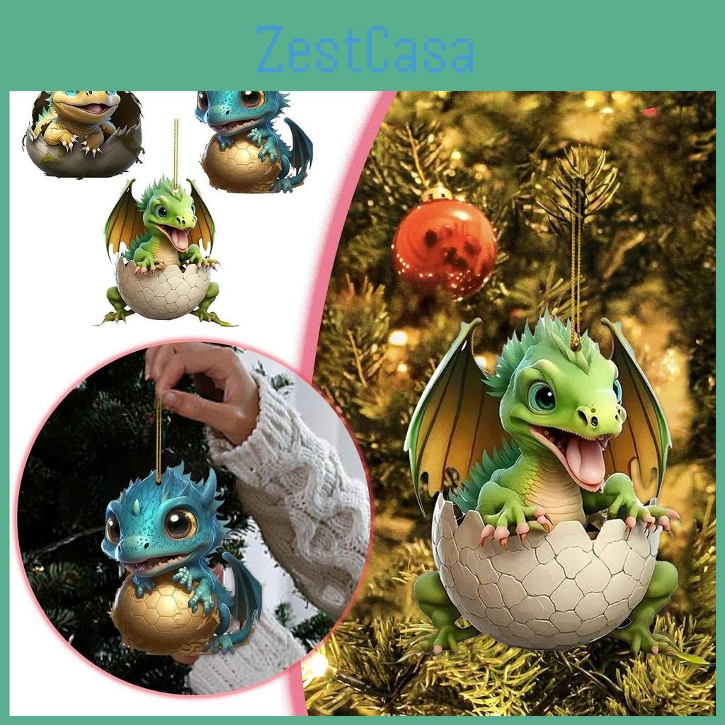 Adorable Acrylic Cartoon Dinosaur Car Hanging Ornament For Home Holiday Decor