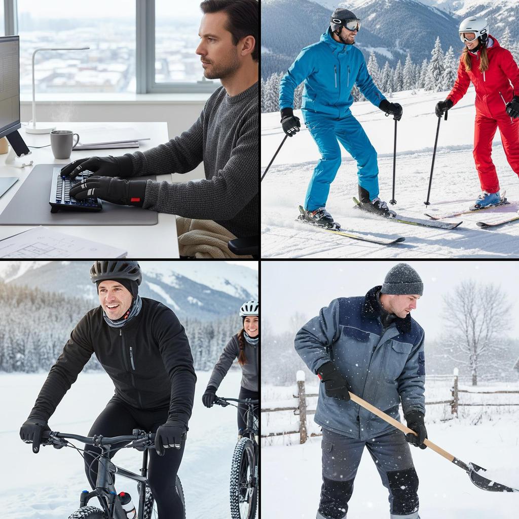 Winter USB Heated Gloves Touch Screen Heated Motorcycle Gloves Windproof Heating Thermal Gloves Anti-Slip Hand Warmer