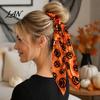Non-damaging Hair Tie Halloween Satin Scrunchies for Women, Funny Pumpkin Printed Elastic Ties, Silky Accessory Soft Ponytail Holders, Decorative