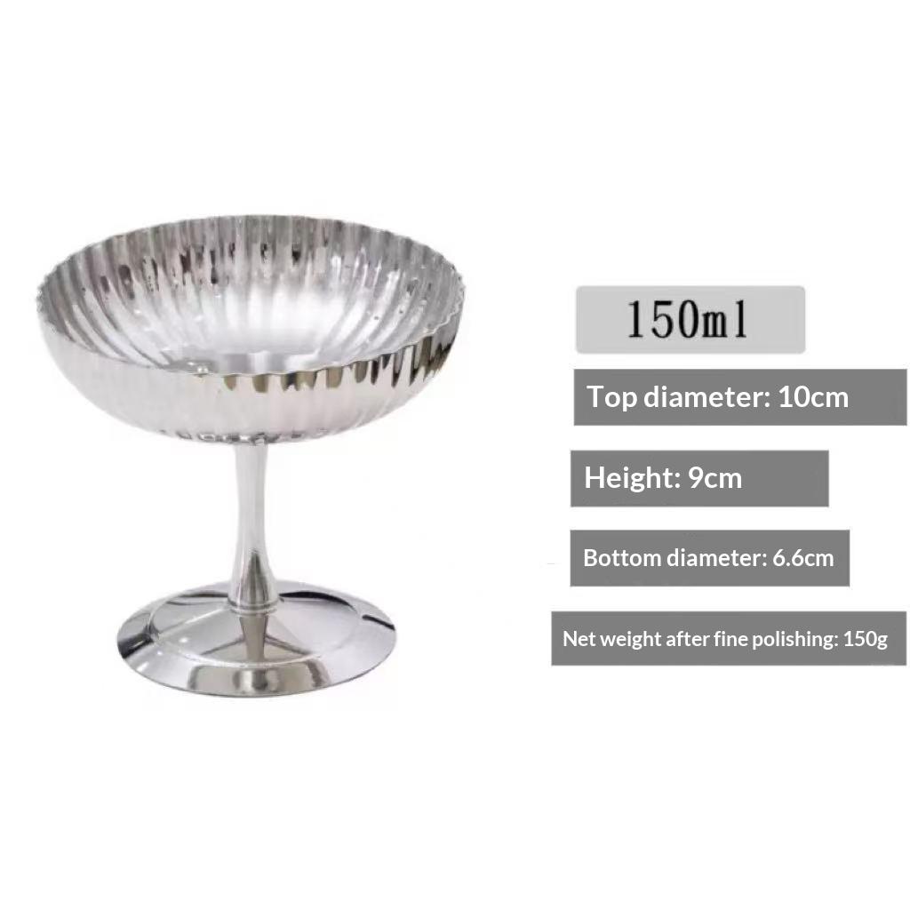 Hot 304 Stainless Steel Dessert Cup Ice Cream Cups Salad Goblet Retro High Base Bowl for Fruit Yogurt Snack Dish Bar Dinnerware