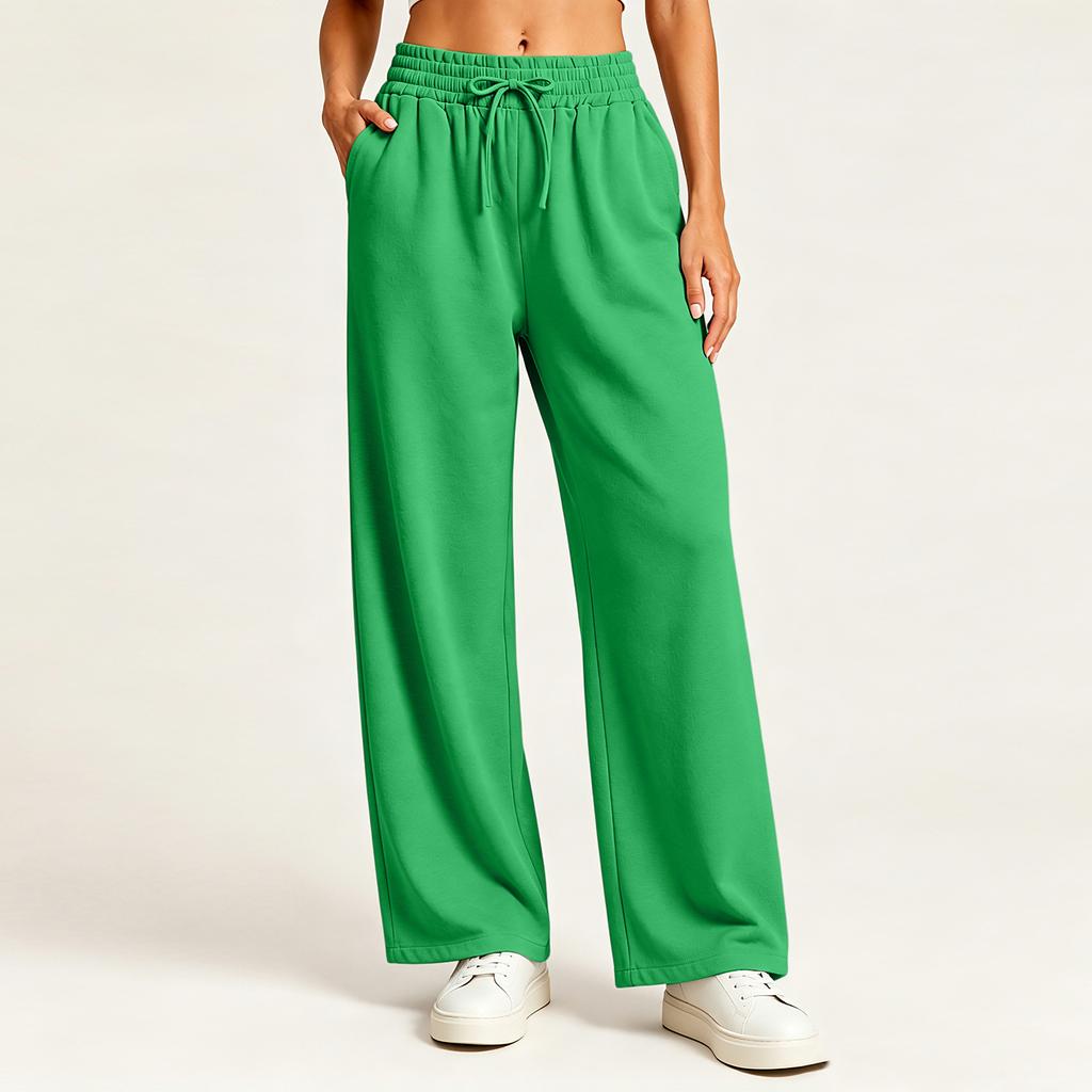 Women's Stylish Casual Loose Fit Straight Leg Pants with Pockets in Color for Everyday Wear