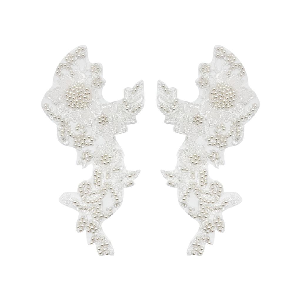 Solid Color Bead Embroidery Flower Cloth Sticker Lace Decoration Wedding Dress Skirt Clothing Diy Jewelry Accessories