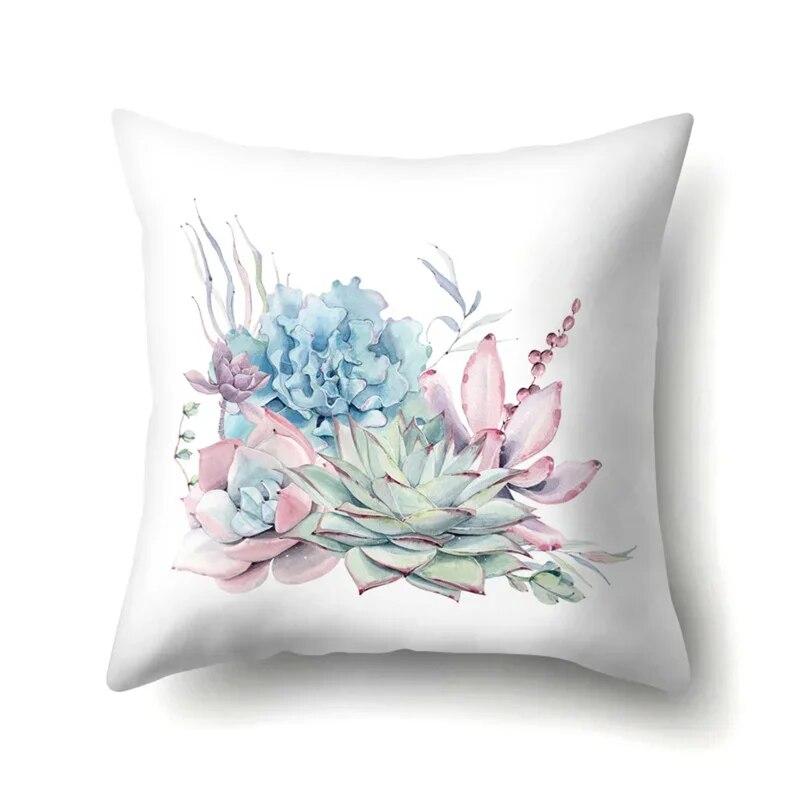 45x45cm Plant Flower and Leaf Printing Series Throw Pillow Cover Sofa Office Seat Car Cushion  Home Decoration