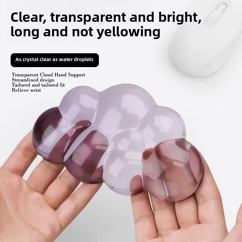 Cloud-Handgelenkauflage für Tastatur und Maus Klar Transparent Ergonomisch Niedliches Maushandgelenkpolster Silikon Rutschfestes Handgelenkpolster für Computer