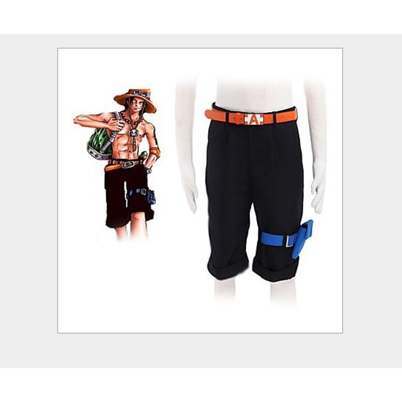 Anime Cosplay Performance Costume One Piece Fire Punch Ace Shorts Cosplay Stage Outfit Black S