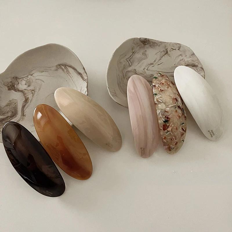 Essigsäure-Haarspange, Federspange für Mädchen, große Haarnadel, Kopfbedeckung, glänzende elliptische Bogen-Haarnadel, Haar-Accessoires