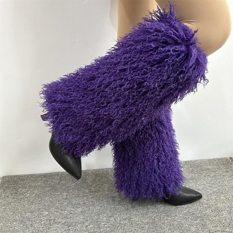 Harajuku Shoes Cuffs Leg Warmer Winter Warm Vintage Solid Color Fuzzy Plush Boots Cover Thick Calf Socks for Womens