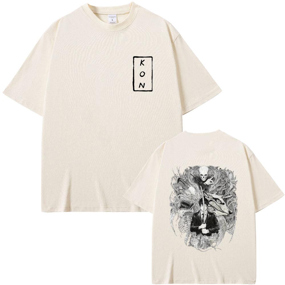 Anime Chainsaw Man Hayakawa Aki Fox Devil Kon Skeleton Graphic Tshirt Men Women Cartoon Oversized T Shirts Male Vintage Tshirt