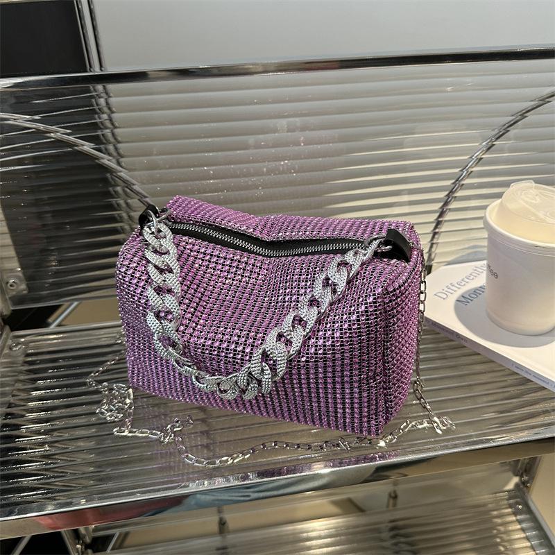 

Сумка-цепочка для женщин, весна, новый тренд, корейская версия, яркая цилиндрическая сумка с бриллиантами, модная повседневная сумка через плечо с бриллиантами