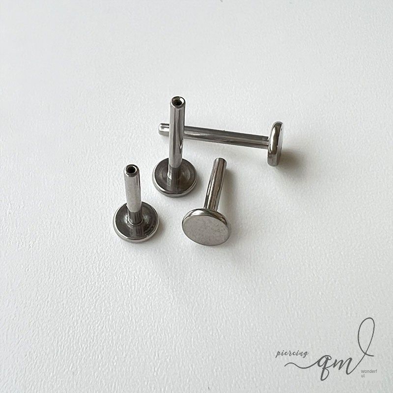 

F136 Titanium Alloy Ear Studs Base Implant Grade Internal Thread Pin Anti-Allergy Ear-Caring 16 G18g Tongue Pin Labret Pin 1 0.8 thick and 9 long