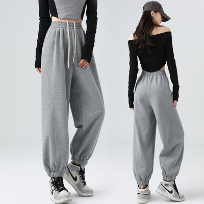 Women's Velvet Casual Harem Pants Autumn Winter High Waist Loose Lantern Pant Thick Women's Wide Leg Sports Jogging Trousers