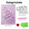 Purple Rose Flower 5D Pearl Painting Kit with Frame DIY Sparkling Bead Canvas Art Relaxing Handcraft Gift for Aesthetic Home Room Decor