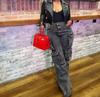 Solid Color Multi-pocket Loose Jeans Women's High Street Retro Hip-hop Wide-leg Pants Casual Straight High-waisted Jeans Women  Plus Size