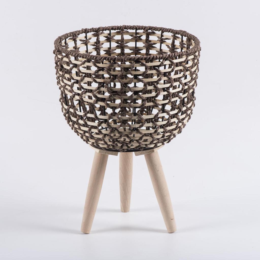 Modern Plant Stand with Wooden Legs Flower Pot Holder for Home Decor