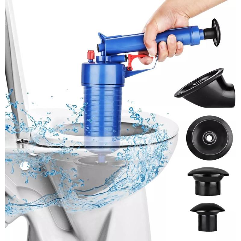 Powerful Blue Plastic Toilet Plunger Home Drain Cleaning Tool For Clogged Pipes