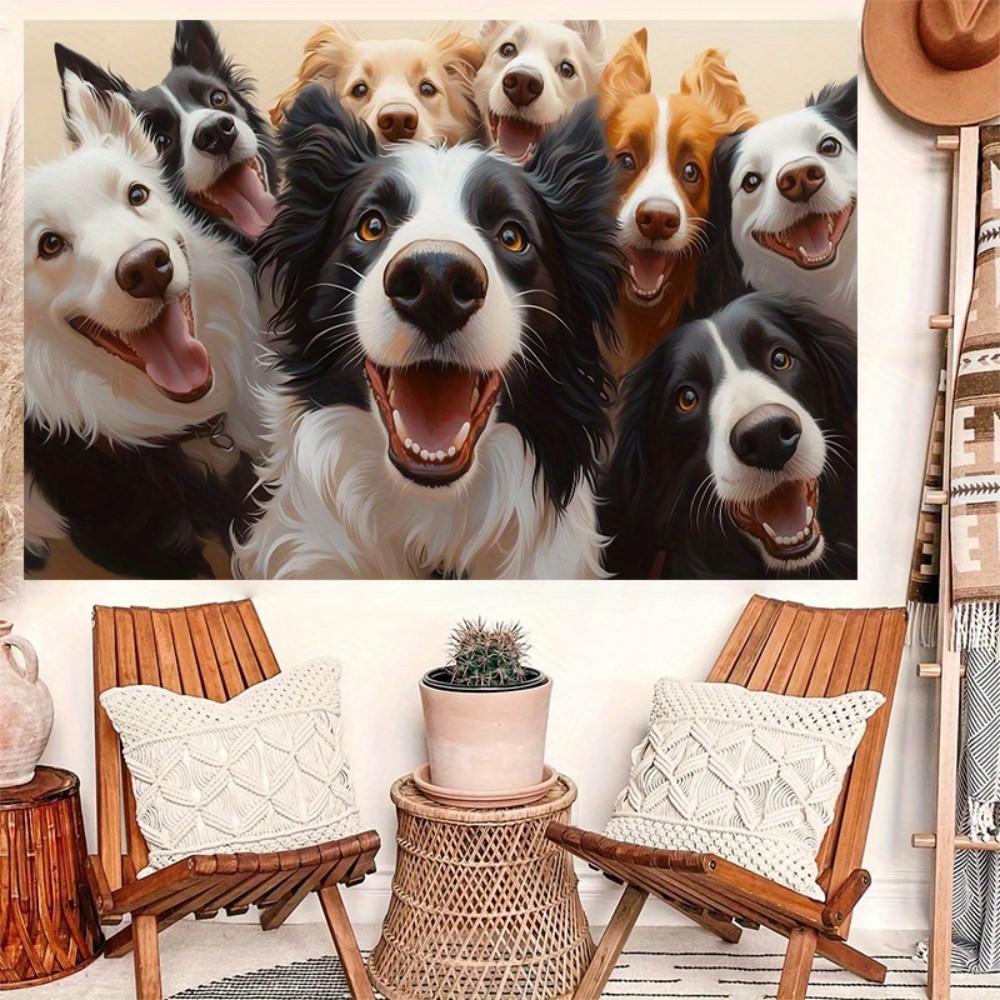 Funny Cute Cartoon Dog Taking Selfie Print Tapestry, Wall Hanging For Bedroom, Living Room And Dorm, Aesthetic Home Decor