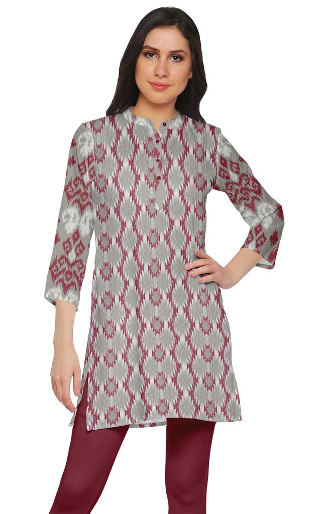 Moomaya Printed Side Slit Short Kurta Tunic For Women Summer Wear Ladies
