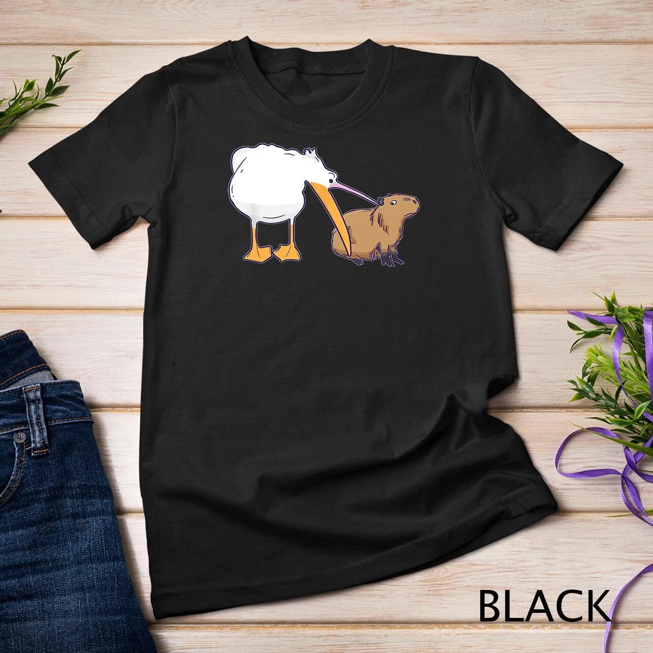 Pelican Tries to Eat Capybara Funny Cute Meme T-Shirt Unisex T-shirt S