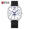 Oufanny Elegant Moon Phase Square Waterproof Watch for Men and Women - High-End Quartz Wristwatch
