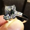 Luxury Emerald Cut 4ct Lab Diamond Ring 100% Original 925 Sterling Silver Engagement Wedding Band Rings for Women Bridal Jewelry