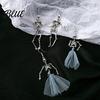 Cool Punk Earrings 1 Pair Halloween Earrings Spooky Gothic Skeleton Dangle Chic Accessories Drop Skull Articulated Jewelry for Women Trendy Holiday