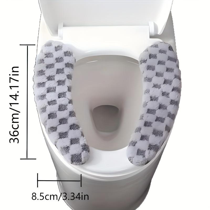 1set Thick Washable Toilet Seat Cover Winter Fleece Toilet Seat Ring Grey Dirt Resistant Toilet Seat Cover Bathroom Accessories