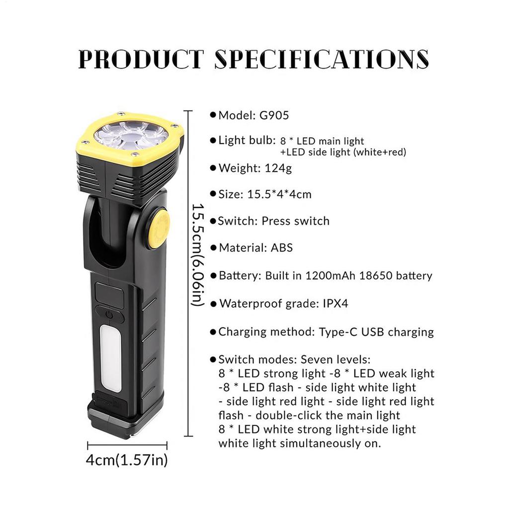 Super Bright Flashlight Rechargeable 7-Mode Handheld LED Flash Lights Super Bright For Camping Hiking Fishing Outdoor Running