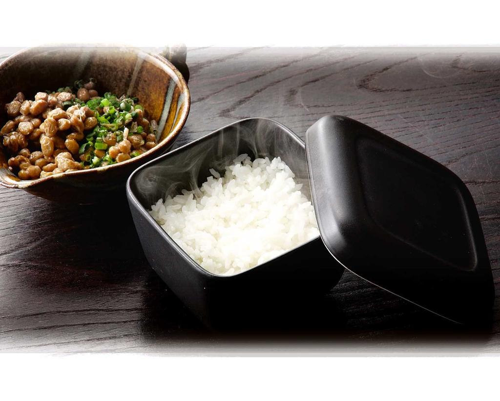 Santo Banko Ware Ceramic Rice Container, Black Glaze, Square, 2-Go Capacity, Made In Japan, 08923