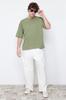 Men's Fashion T-Shirt Crew Neck Short Yellow Oversize Wide Cut Basic 100% Cotton T-Shirt