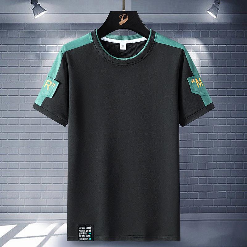 

Футболка с коротким рукавом Мужская летняя свободная и универсальная футболка из чистого хлопка с коротким рукавом L чёрный