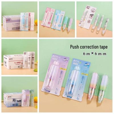 Rotating Press-Activated Correction Tape with Transparent Film Tip and Replaceable Core