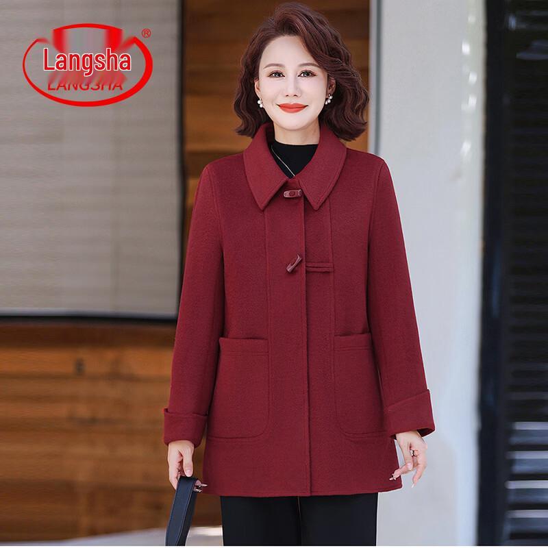 LangSha Mid-Aged Women s Double-Sided Wool Coat 4XL