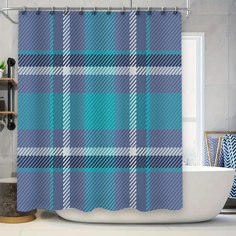 

Modern Plaid Bath Shower Curtain Waterproof Fabric For Home Decor Bathroom Accessories Set W60H190(CM)-1 Pcs