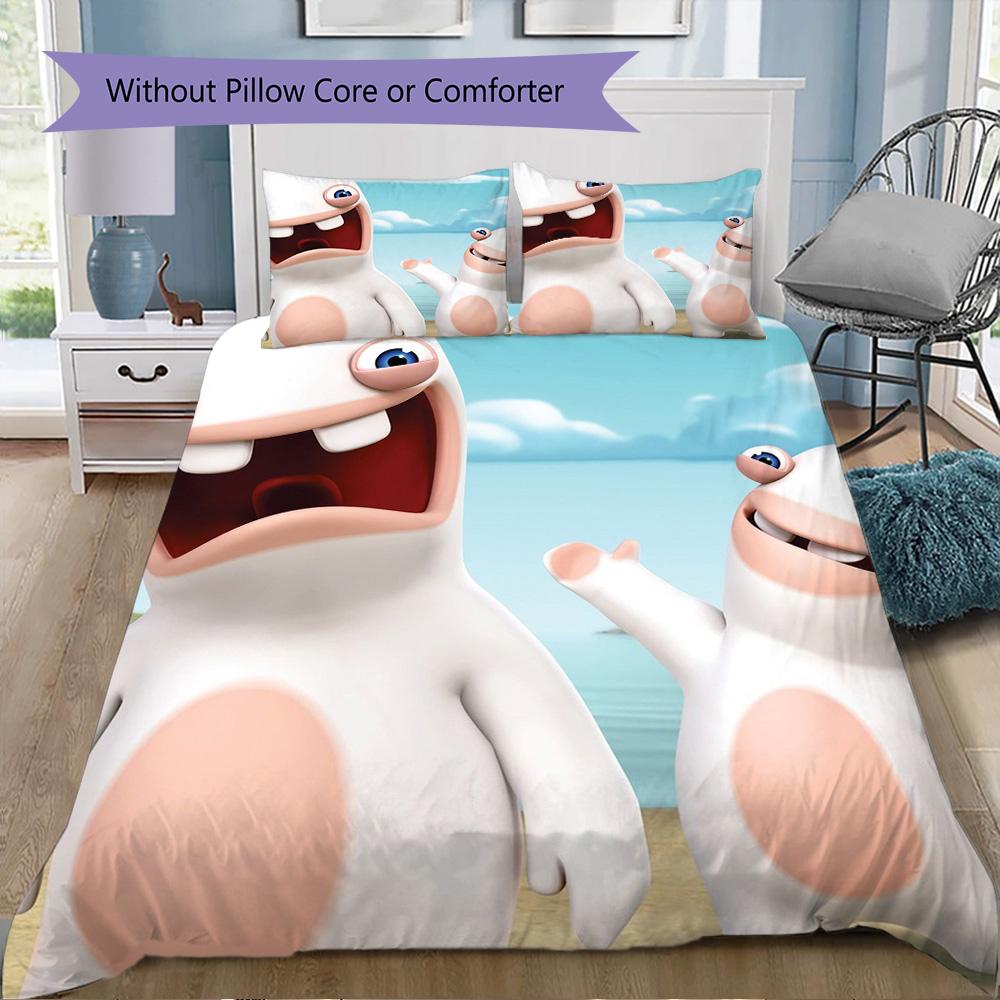 Big-eyed Rabbit Pattern Bedding,Quilt Set Quilt Cover Pillowcase Home Birthday Gift (1*duvet cover+2*pillowcase,without core)XSJT0917261